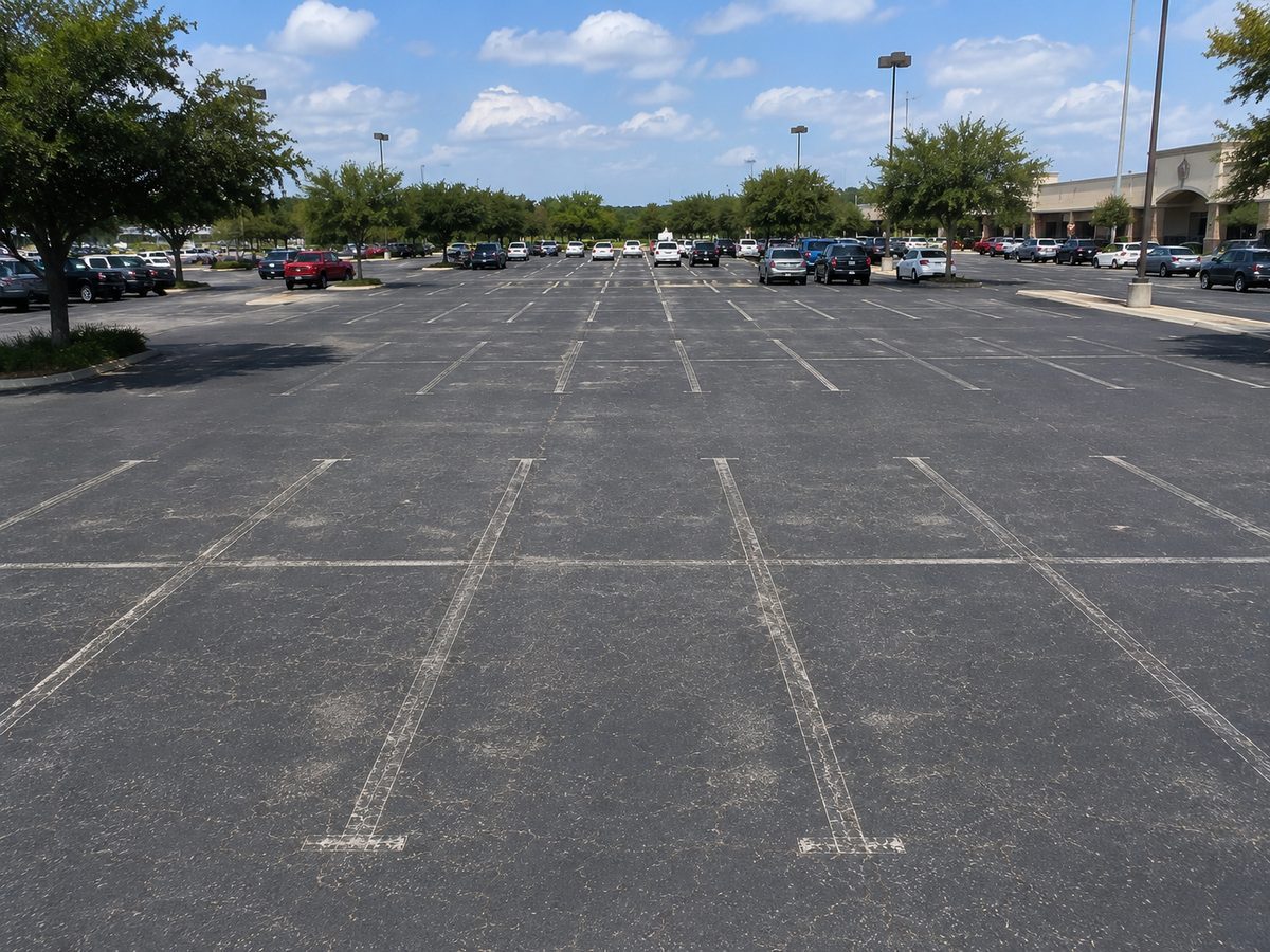 Parking lot striping — Before